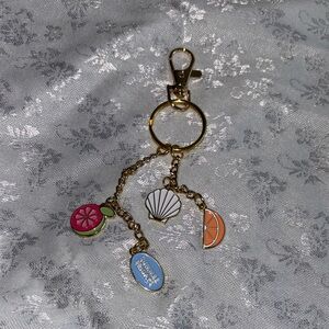 Summer Fridays Gold Keychain with Fruit and Shell Charms